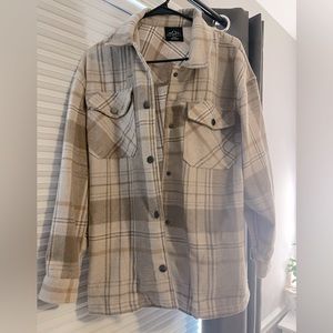 Tan Flannel Shacket with pockets